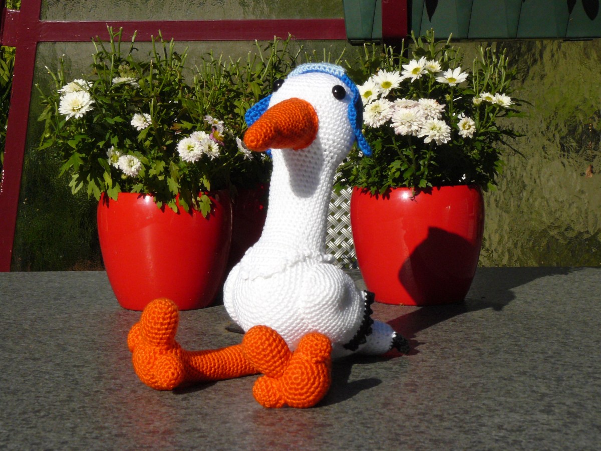 Ooievaar oranje blauw